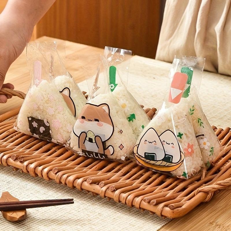 50pcs Triangle Rice Ball Packaging Bag Easy Tear Strip Sushi Packaging Bags