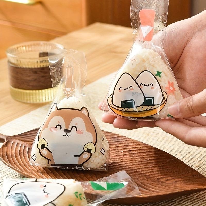 50pcs Triangle Rice Ball Packaging Bag Easy Tear Strip Sushi Packaging Bags