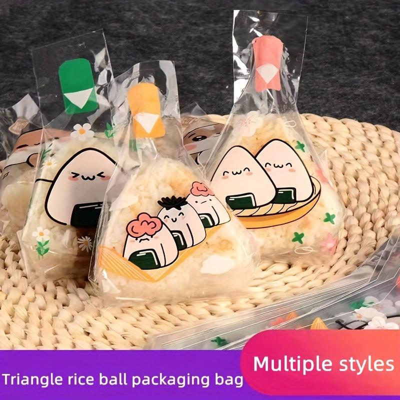 50pcs Triangle Rice Ball Packaging Bag Easy Tear Strip Sushi Packaging Bags