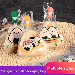 50pcs Triangle Rice Ball Packaging Bag Easy Tear Strip Sushi Packaging Bags