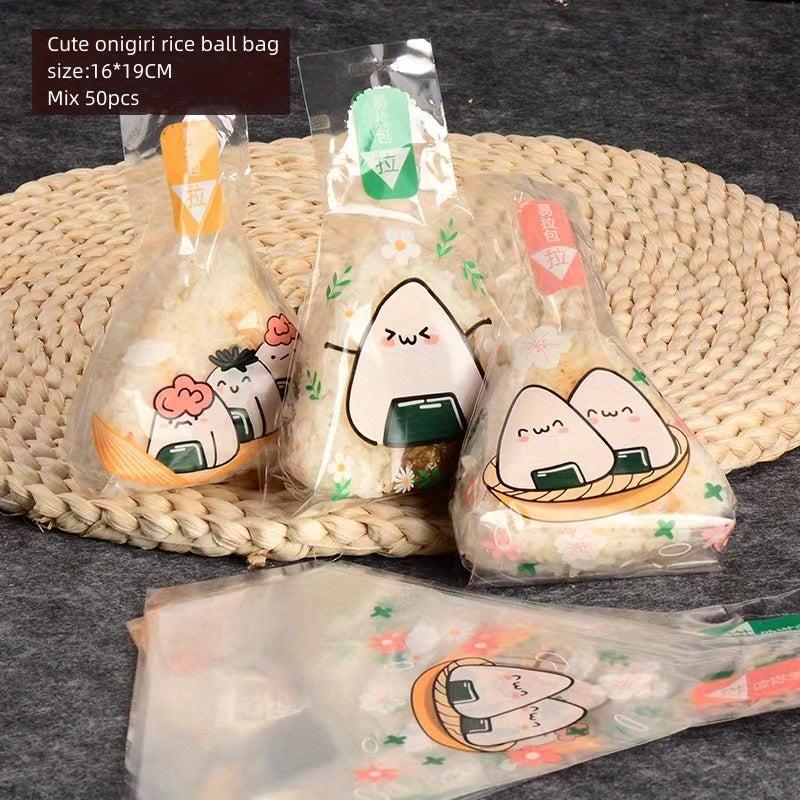 50pcs Triangle Rice Ball Packaging Bag Easy Tear Strip Sushi Packaging Bags