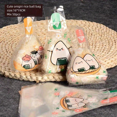 50pcs Triangle Rice Ball Packaging Bag Easy Tear Strip Sushi Packaging Bags