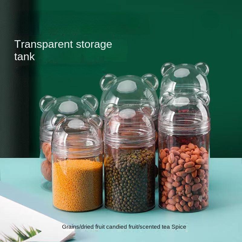 Bear Shaped Snack Storage Tank PET Material Container Leak Proof