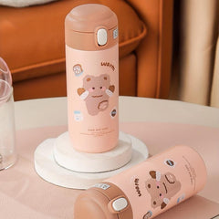 Cartoon Insulated Water Bottle with Straw