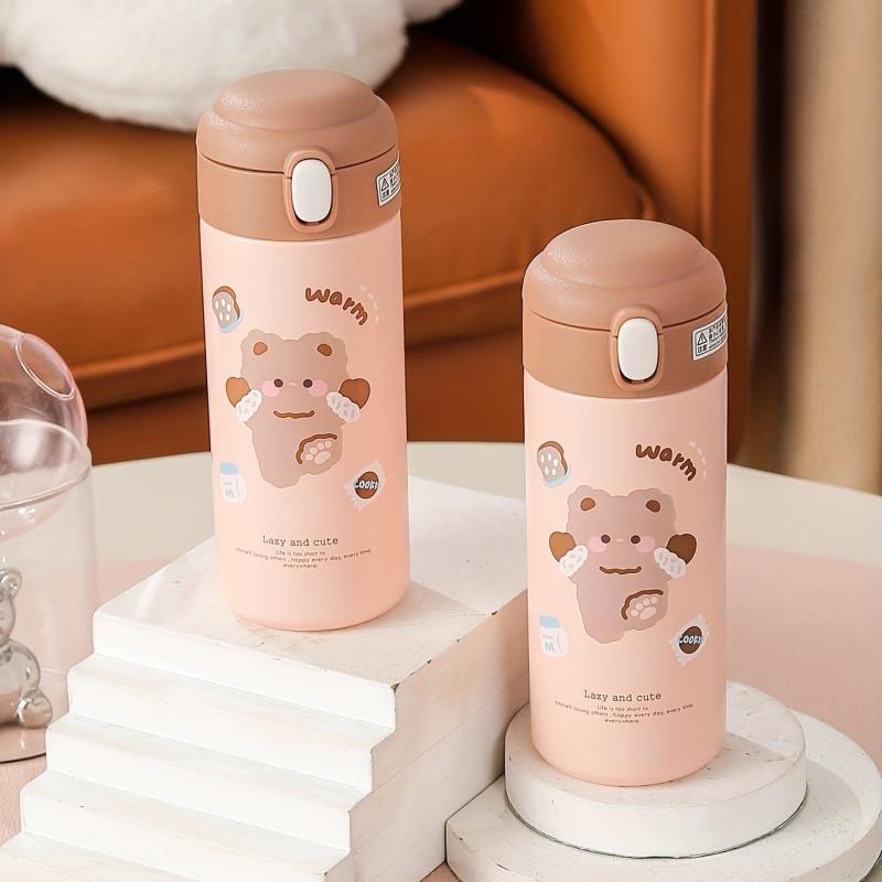 Cartoon Insulated Water Bottle with Straw