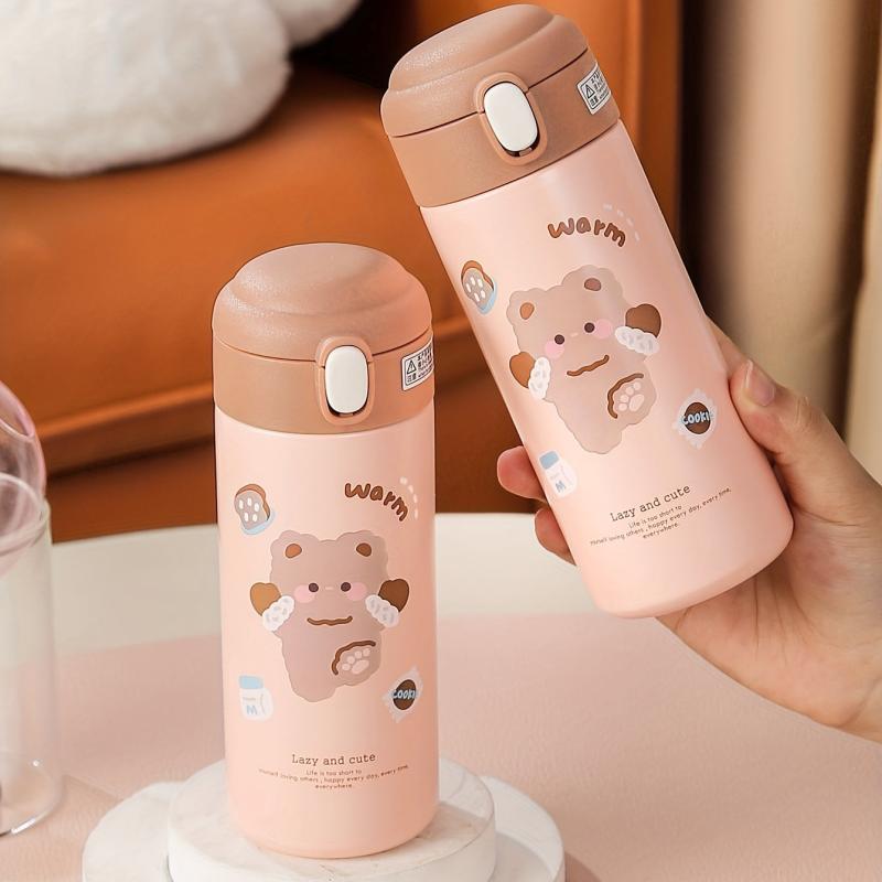 Cartoon Insulated Water Bottle with Straw