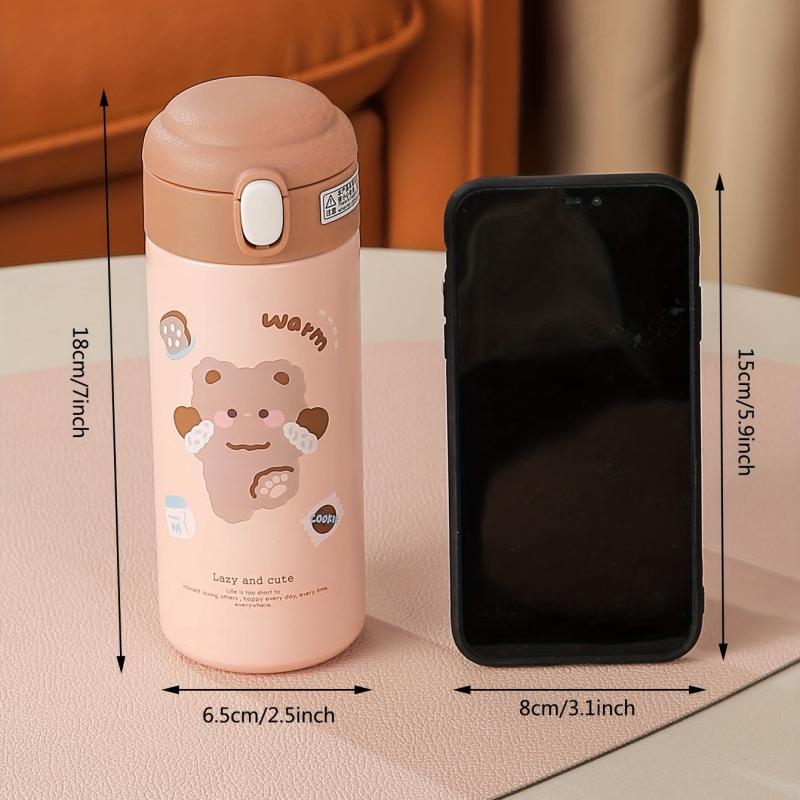 Cartoon Insulated Water Bottle with Straw