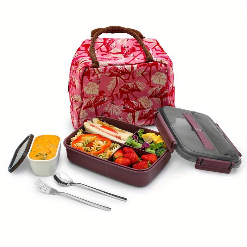 4-Compartment Bento Box Lunch Set with Bag, Jar, Spoon & Fork