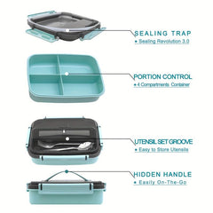 4-Compartment Bento Box Lunch Set with Bag, Jar, Spoon & Fork