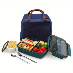 4-Compartment Bento Box Lunch Set with Bag, Jar, Spoon & Fork