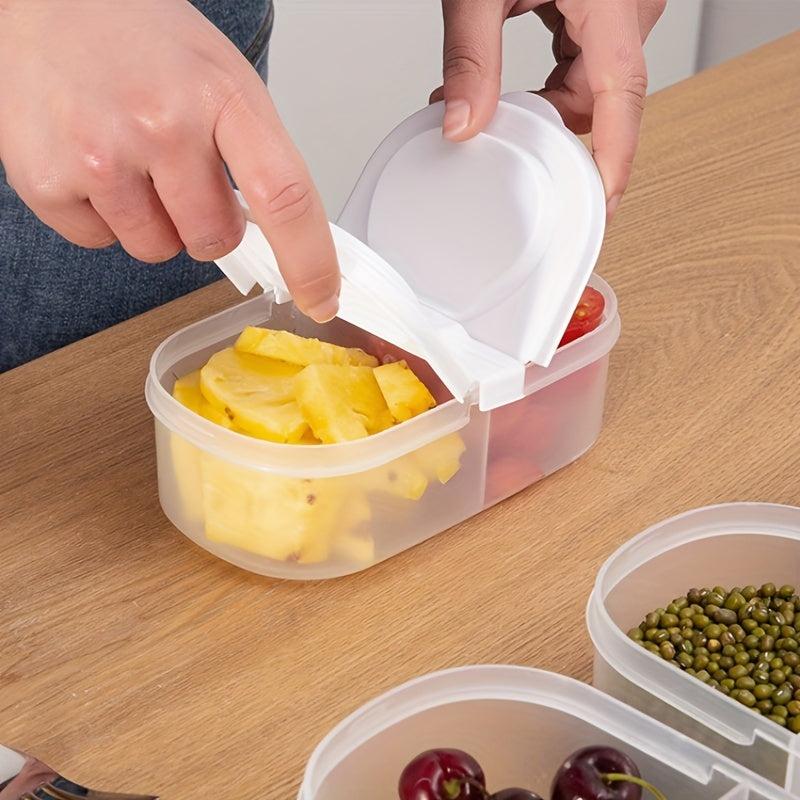 2 Grids Food Storage Containers With Lids Clear Airtight Fresh Keeping Box