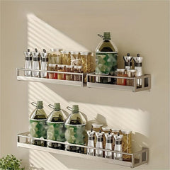 Farmhouse Spice Rack Wall Mounted Seasoning Shelf Flexible Space Saving Holder
