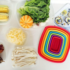 Plastic Storage Bowls With Lids - Airtight Nest Stackable Set