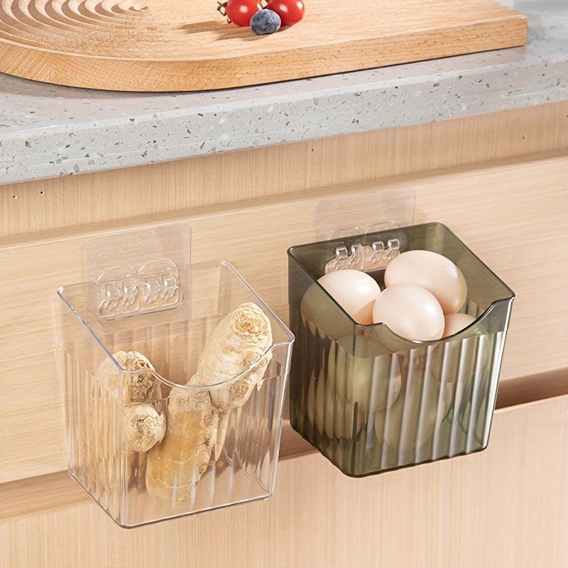 2PCS Refrigerator Side Door Storage Box with Hooks Wall-mounted Kitchen Supplies