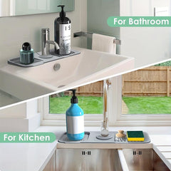 Kitchen Sink Splash Guard Silicone Tray Dish Soap Dispenser Sponge Holder Mat
