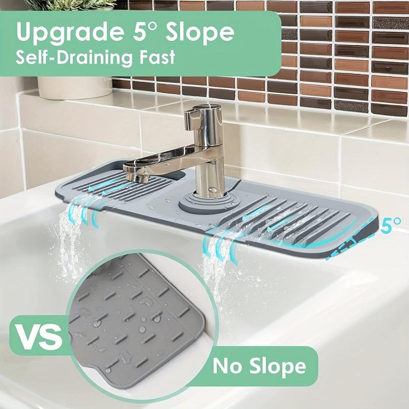 Kitchen Sink Splash Guard Silicone Tray Dish Soap Dispenser Sponge Holder Mat