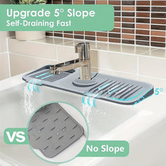 Kitchen Sink Splash Guard Silicone Tray Dish Soap Dispenser Sponge Holder Mat