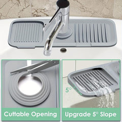 Kitchen Sink Splash Guard Silicone Tray Dish Soap Dispenser Sponge Holder Mat