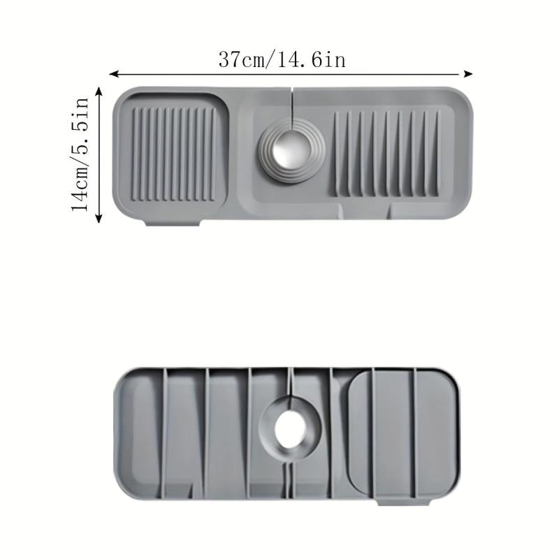 Kitchen Sink Splash Guard Silicone Tray Dish Soap Dispenser Sponge Holder Mat