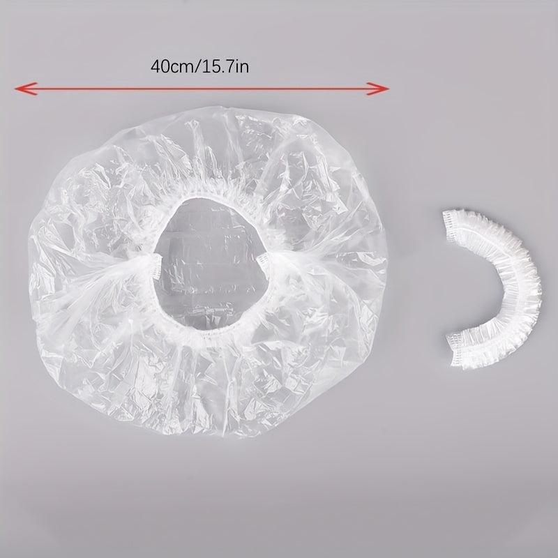 100pcs Disposable Plastic Wrap Cover with Elastic Mouth for Plates