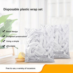 100pcs Disposable Plastic Wrap Cover with Elastic Mouth for Plates