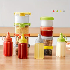 4pcs Seasoning Box Stackable Squeeze Bottle Mini Portable Outdoor Camping Picnic