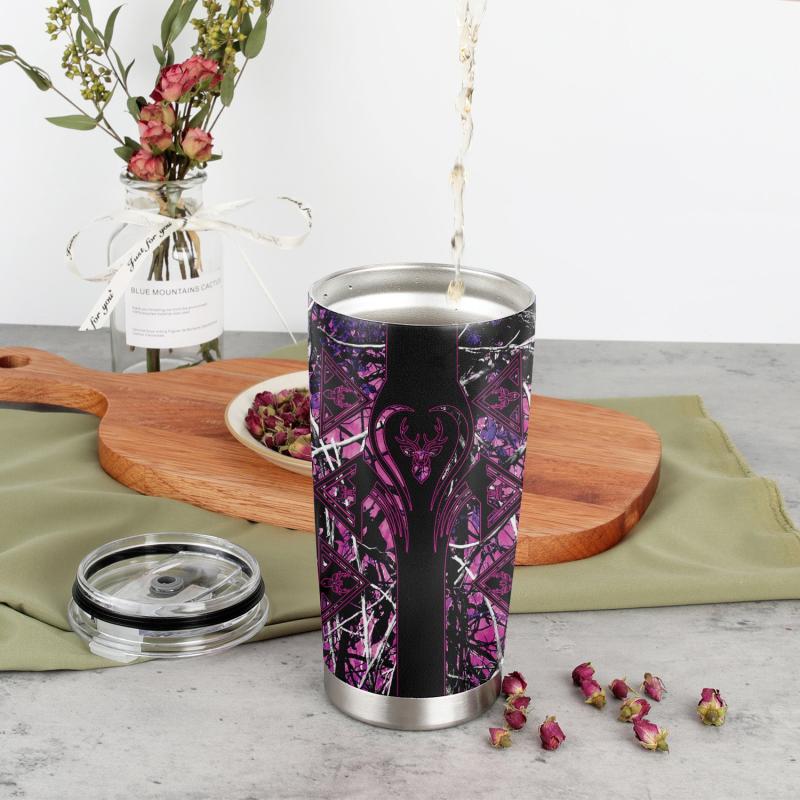 Purple Deer Tumbler Stainless Steel Insulated Coffee Mug