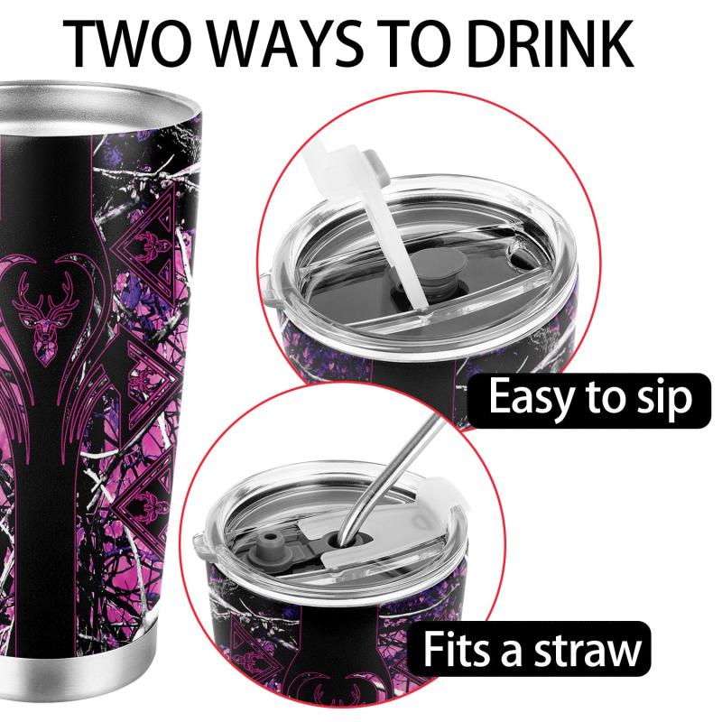 Purple Deer Tumbler Stainless Steel Insulated Coffee Mug