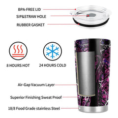 Purple Deer Tumbler Stainless Steel Insulated Coffee Mug
