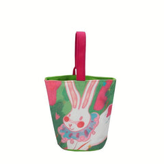 Cartoon Printed Canvas Bucket Shaped Tote Bag - Handbag for Lunch or Shopping