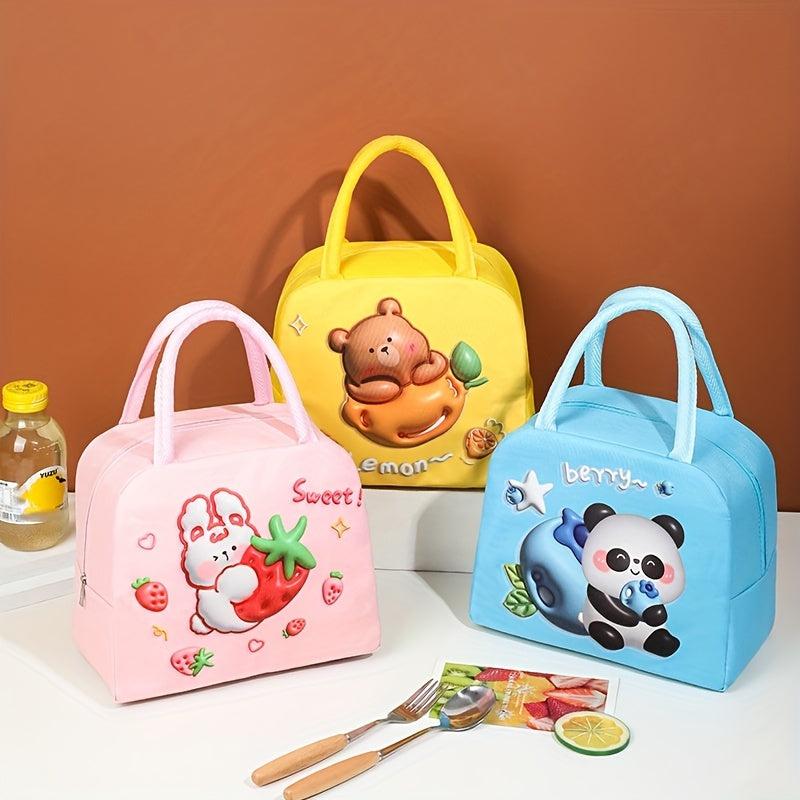 Cartoon Animal Insulated Lunch Bag - Reusable Aluminum Foil Lunch Box