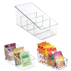Large Plastic Food Bag Storage Box Clear Organizer Bins Handles Cabinets