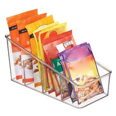 Large Plastic Food Bag Storage Box Clear Organizer Bins Handles Cabinets