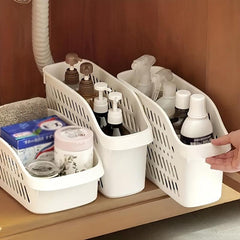 Kitchen Storage Shelf With Pulley Storage Basket Under Sink Cabinet