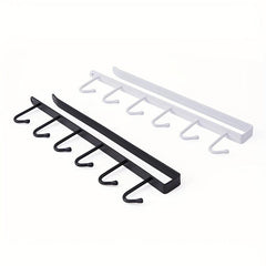 1pc Kitchen Storage Hook Rack Under Cabinet Traceless Punching Shelf