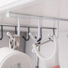 1pc Kitchen Storage Hook Rack Under Cabinet Traceless Punching Shelf