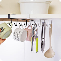 1pc Kitchen Storage Hook Rack Under Cabinet Traceless Punching Shelf