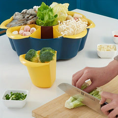 Rotating Drain Basket Serving Tray for Fruits, Vegetables, Snacks, Hot Pot