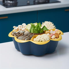 Rotating Drain Basket Serving Tray for Fruits, Vegetables, Snacks, Hot Pot