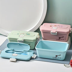 Portable Lunch Box Sealed Heating Box With Spoon Bento Box Leakproof Container