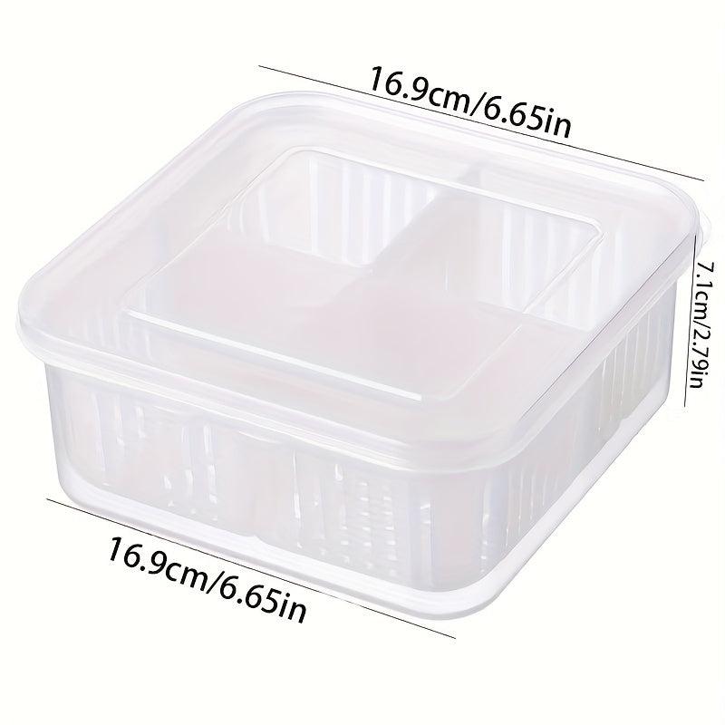 1pc Plastic Refrigerator Storage Box 4 in 1 Draining Crisper With Strainers