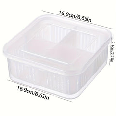 1pc Plastic Refrigerator Storage Box 4 in 1 Draining Crisper With Strainers