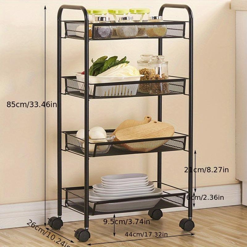 4 Tier Kitchen Rack Trolley Storage Organizer with Wheels