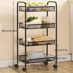 4 Tier Kitchen Rack Trolley Storage Organizer with Wheels