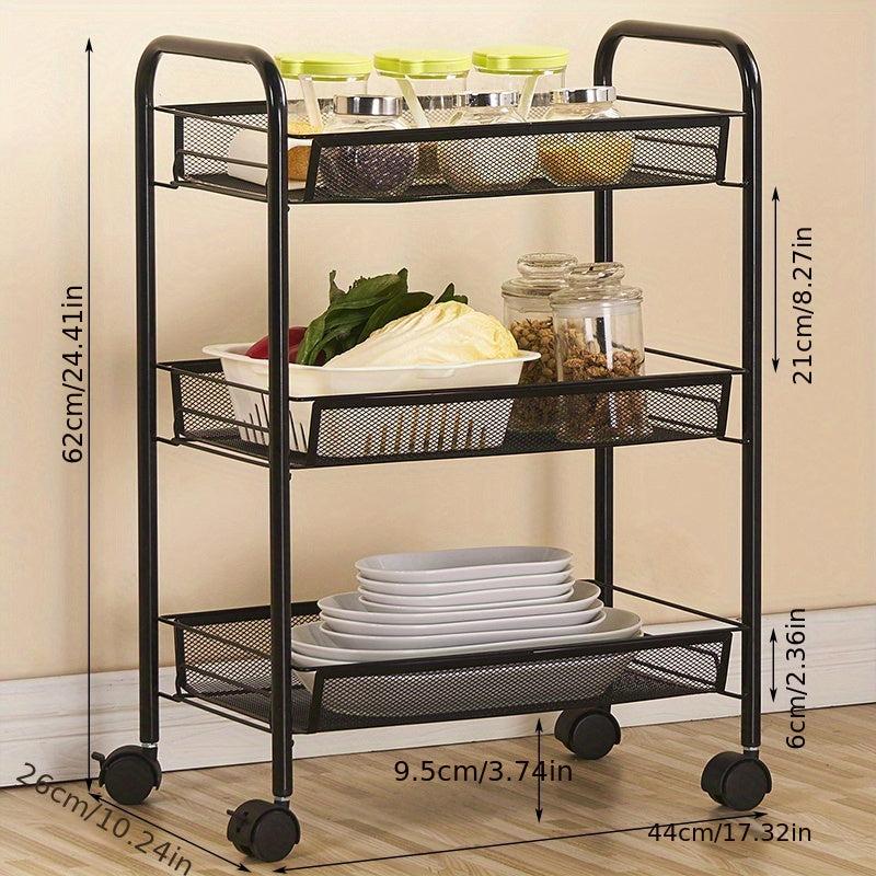 4 Tier Kitchen Rack Trolley Storage Organizer with Wheels