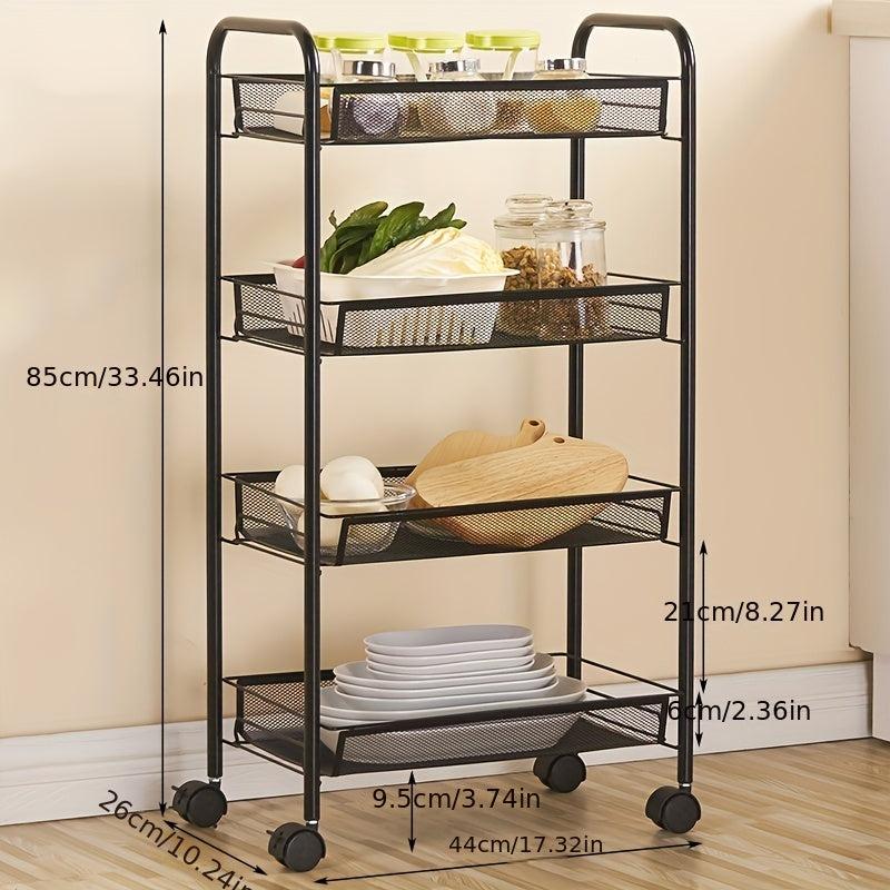 4 Tier Kitchen Rack Trolley Storage Organizer with Wheels