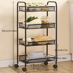 4 Tier Kitchen Rack Trolley Storage Organizer with Wheels