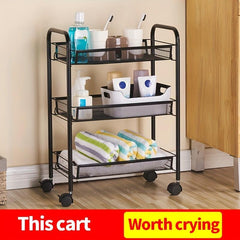 4 Tier Kitchen Rack Trolley Storage Organizer with Wheels