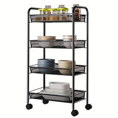 4 Tier Kitchen Rack Trolley Storage Organizer with Wheels