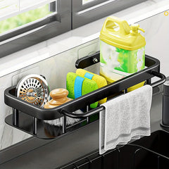 Square Storage Rack With Towel Rod Kitchen Bathroom Spice Jar Storage Shelf
